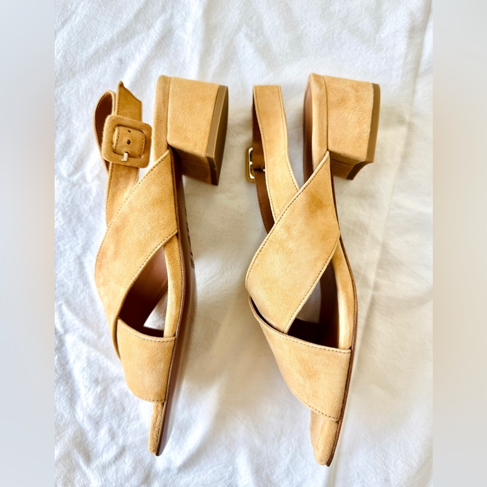 BY FAR Nude Suede Anelia Sandals with Crossover Straps - Picture 5 of 15